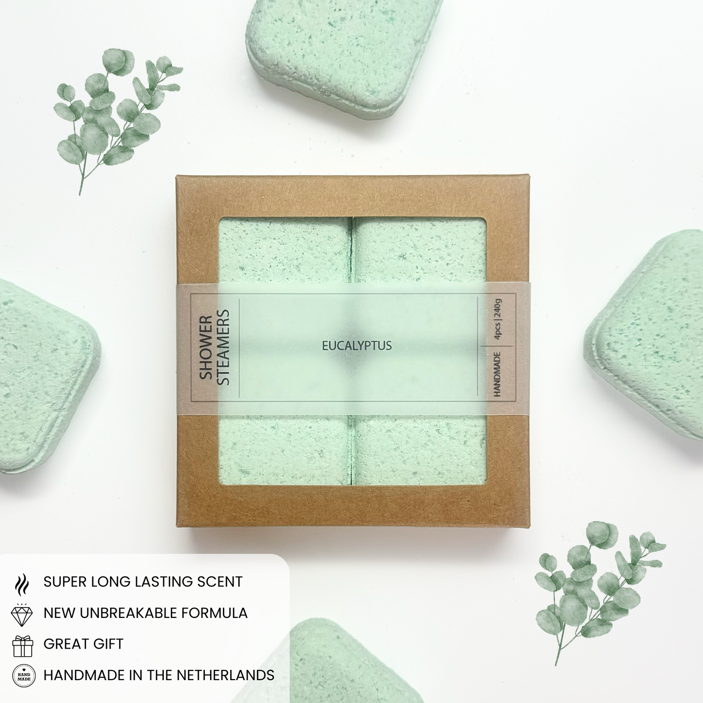 Natural Shower Steamers | Gift Pack 4PCS | Eucalyptus | 240g