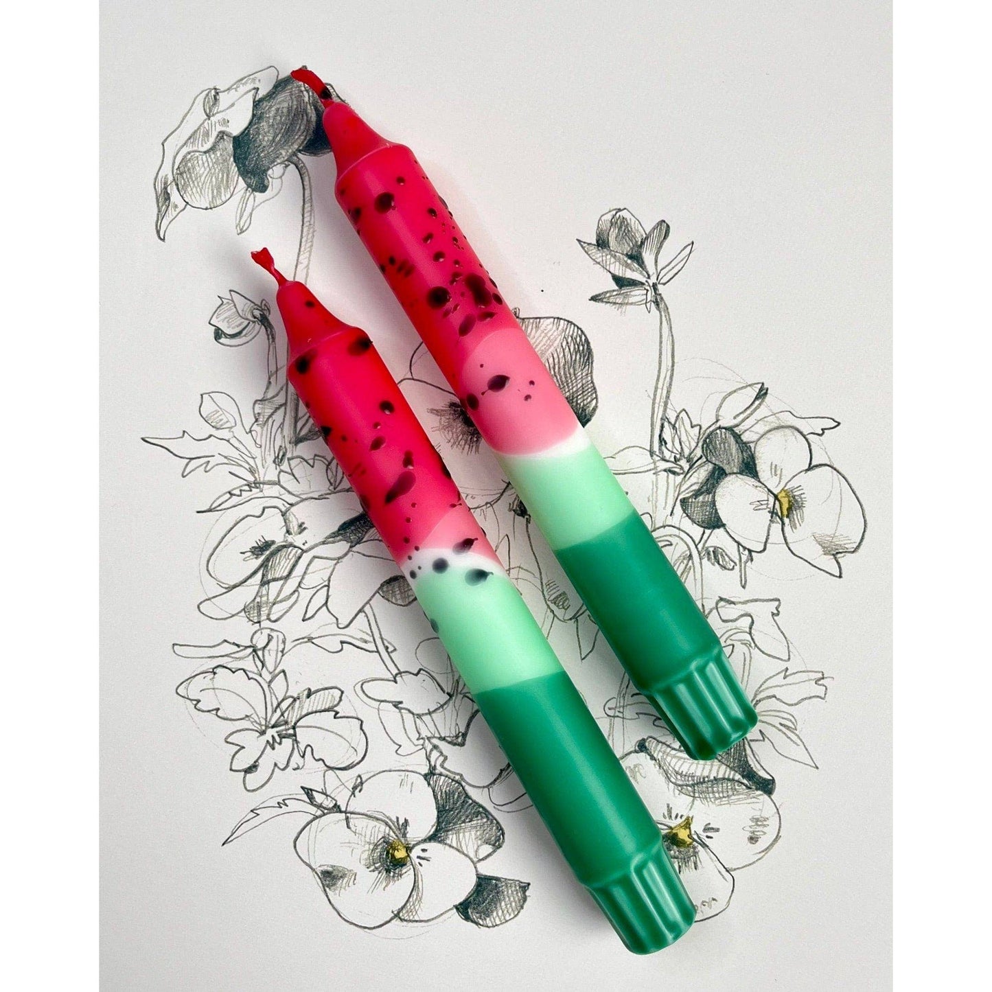 Watermelon - Dip Dye Taper Candles Duo - 2 candles (Free Palestine)