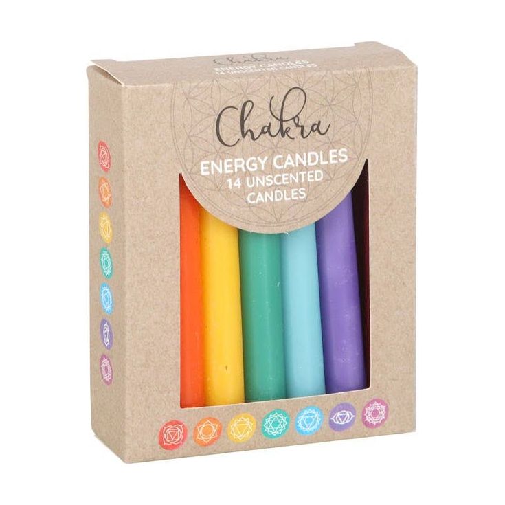 Pack of 14 Unscented Chakra Energy Candles