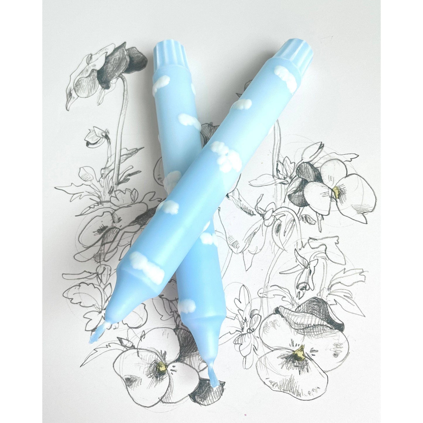 Dreamy Sky - Dip Dye 3d Taper Candles Duo - 2 candles