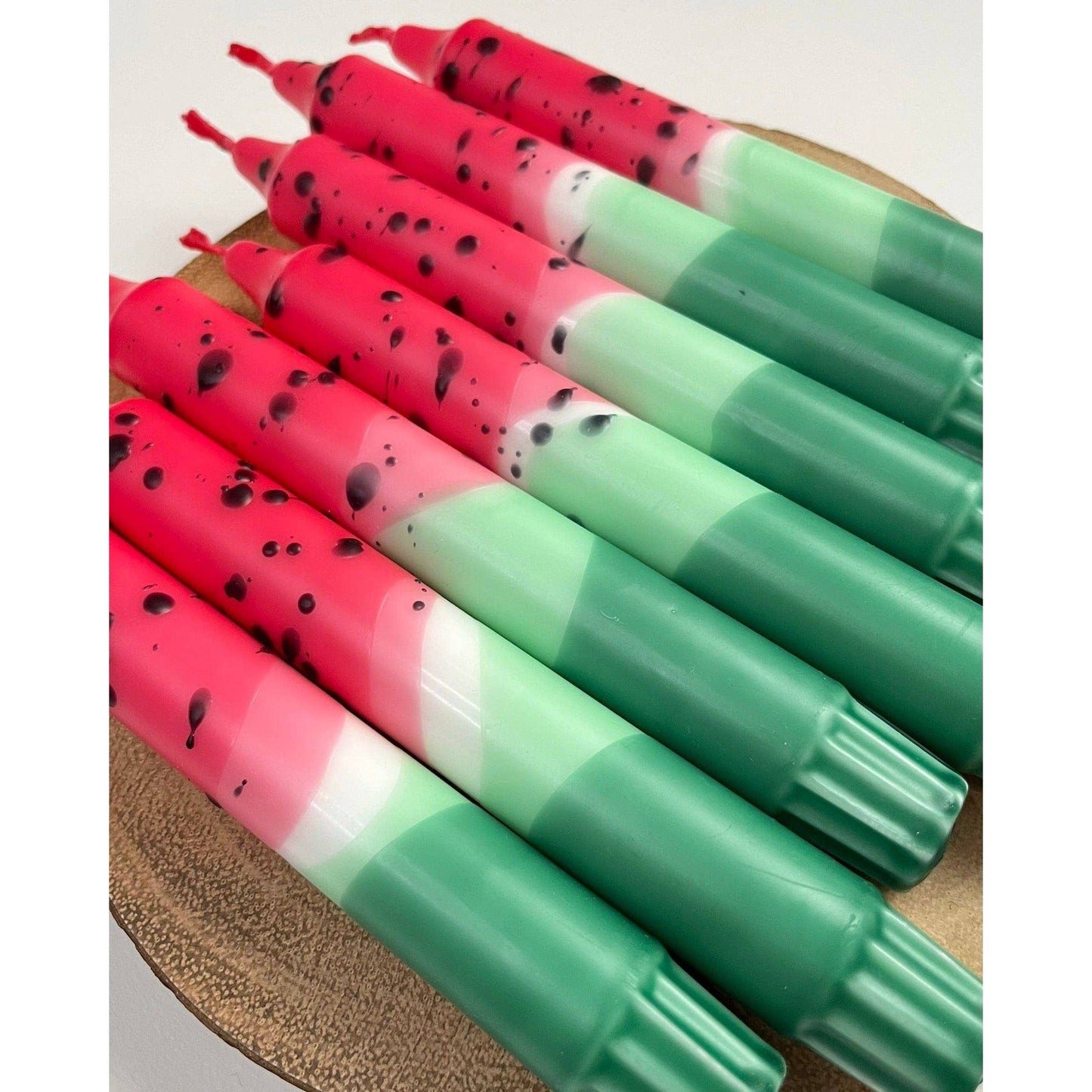 Watermelon - Dip Dye Taper Candles Duo - 2 candles (Free Palestine)
