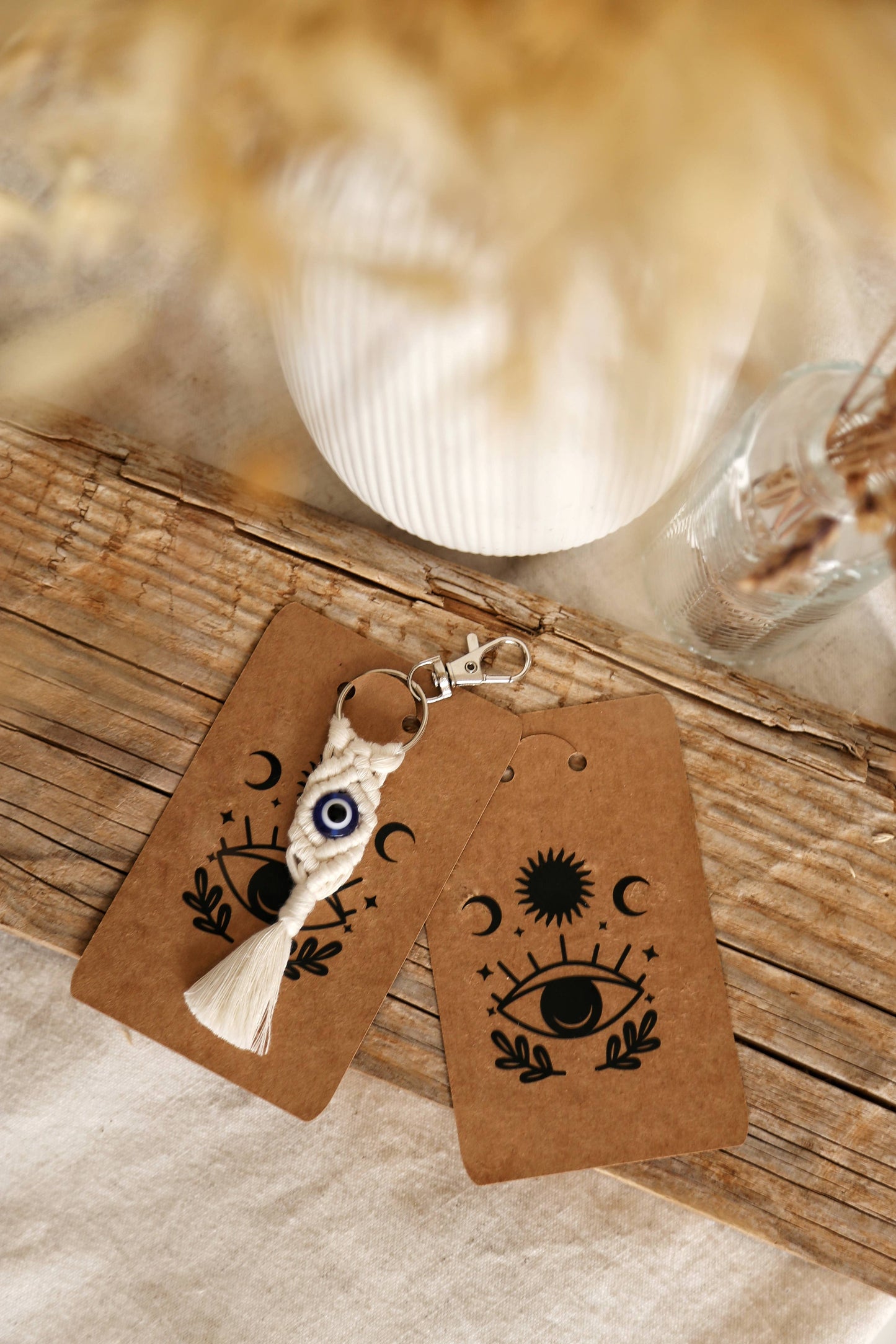 Macrame keychain evil eye
