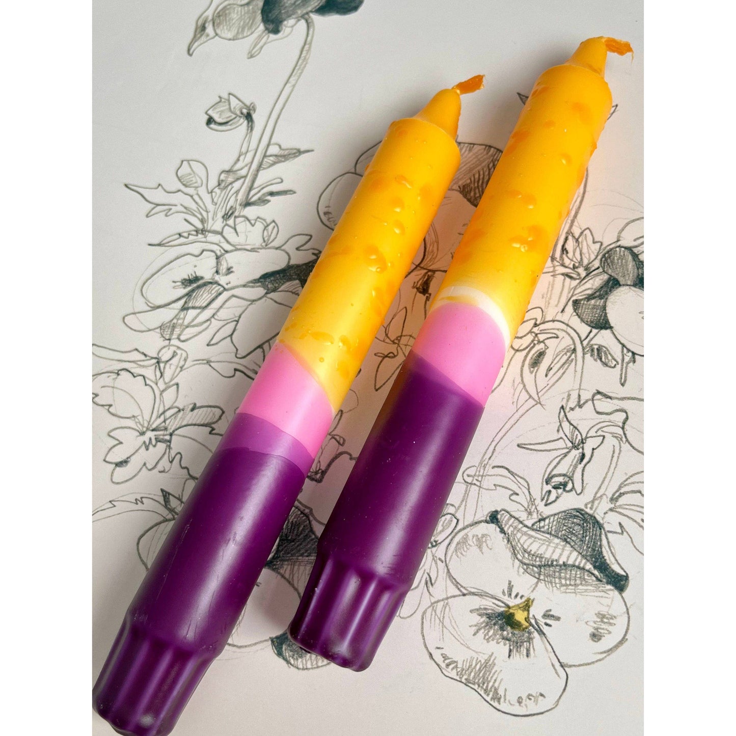 Passion Fruit - Dip Dye Taper Candles Duo - 2 candles