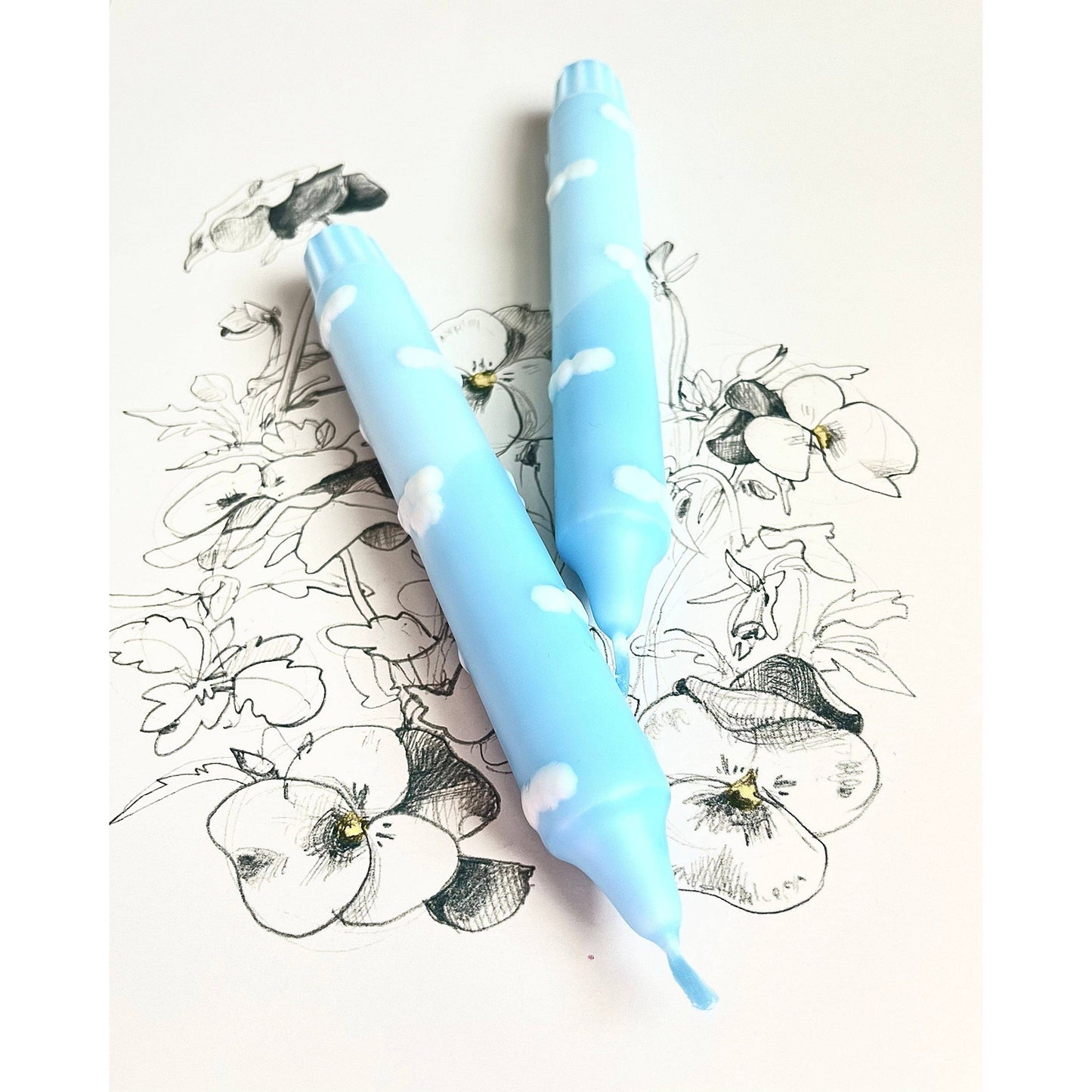 Dreamy Sky - Dip Dye 3d Taper Candles Duo - 2 candles