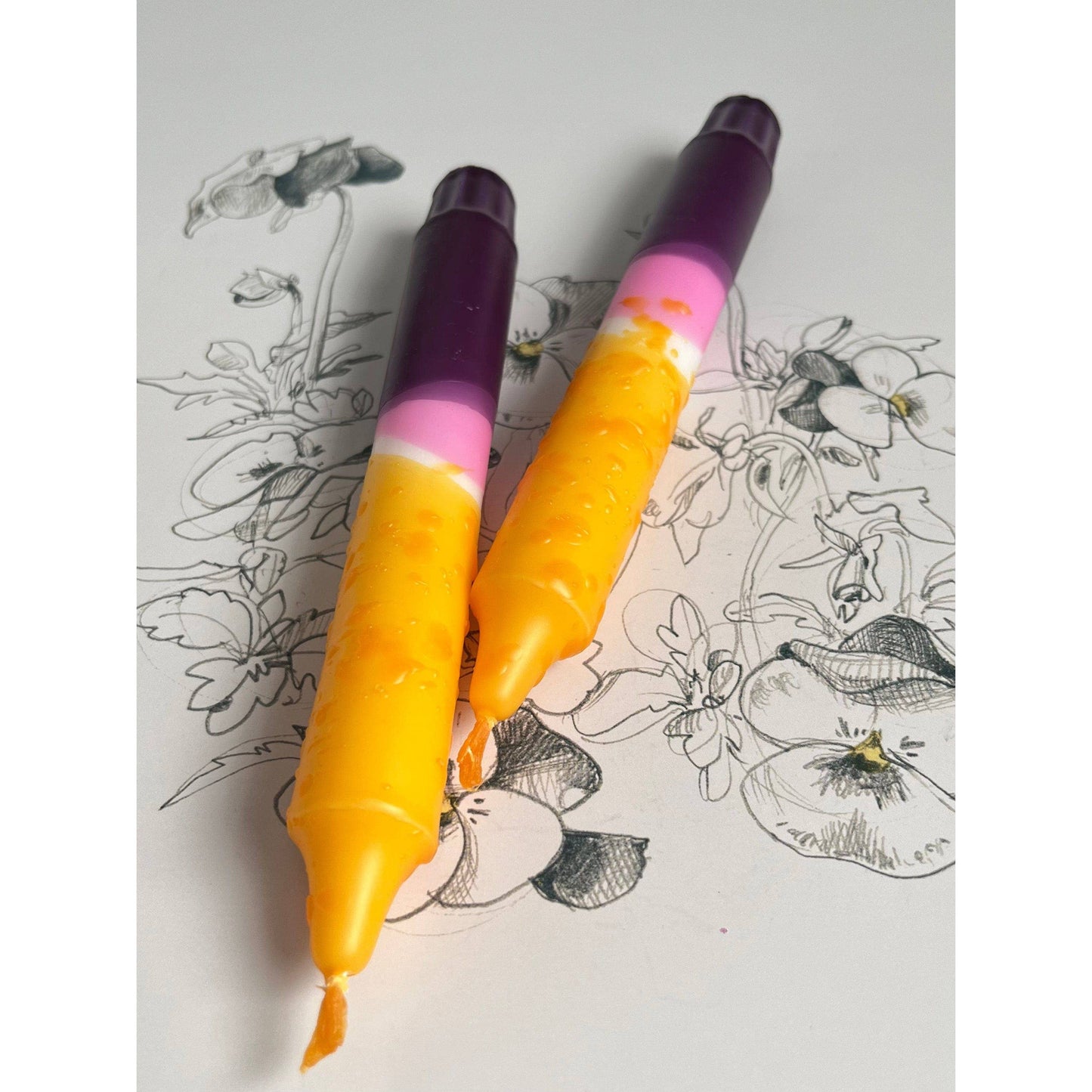 Passion Fruit - Dip Dye Taper Candles Duo - 2 candles