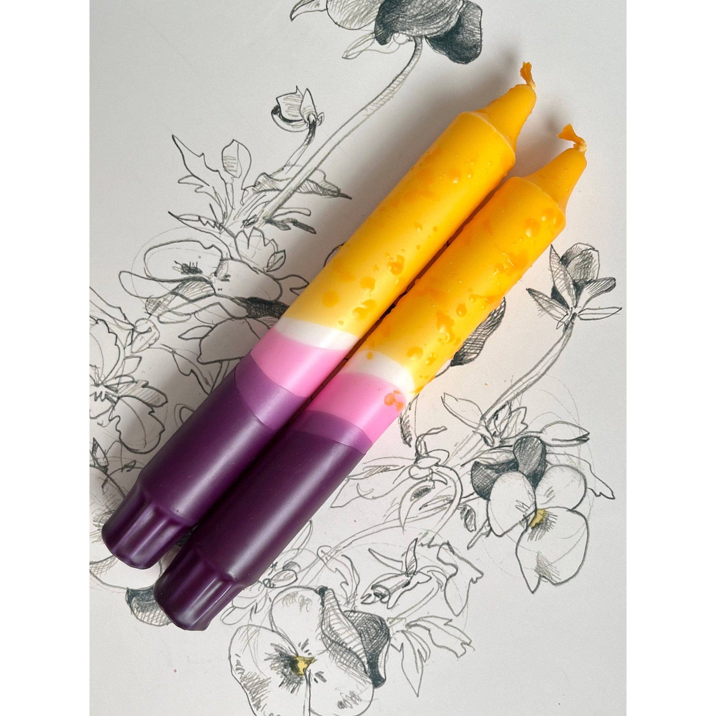 Passion Fruit - Dip Dye Taper Candles Duo - 2 candles