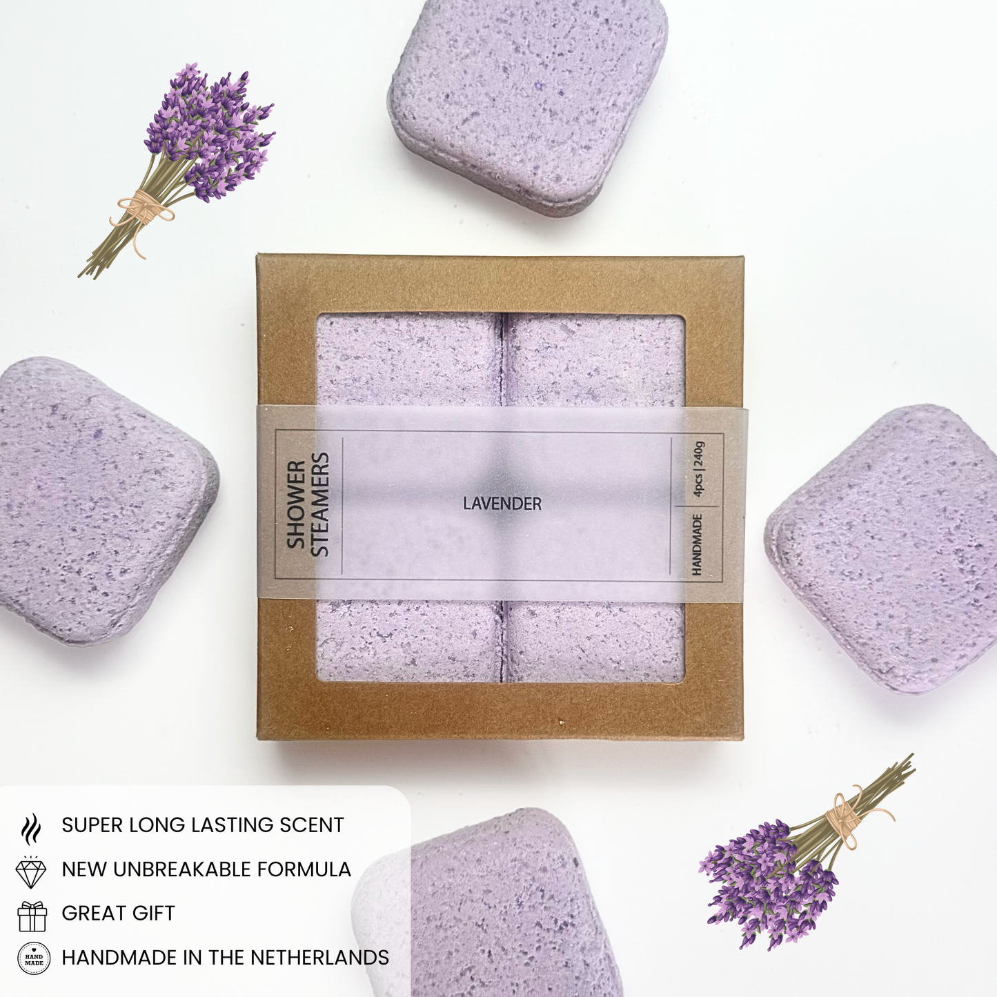 Natural Shower Steamers | Giftpack 4PCS | Lavender | 240g