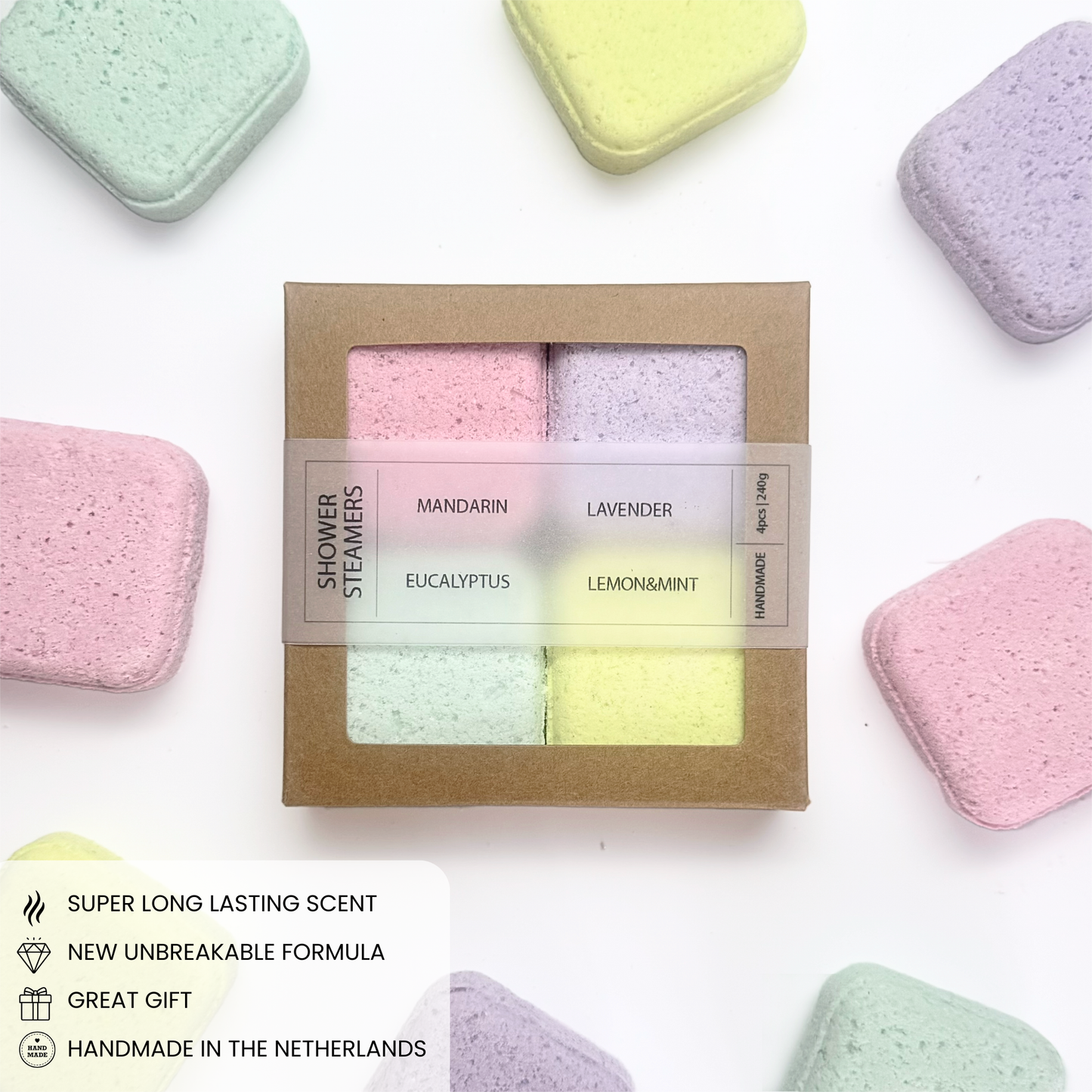 Natural Shower Steamers | Giftpack 4PCS | Multi | 240g