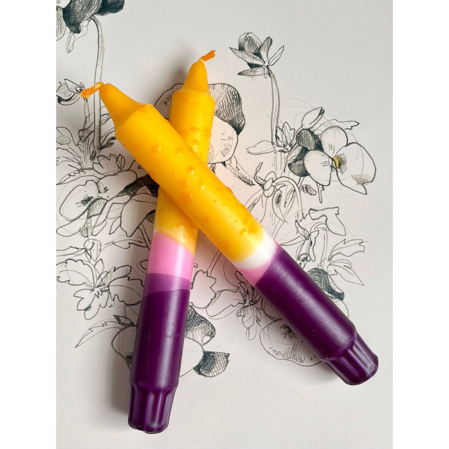 Passion Fruit - Dip Dye Taper Candles Duo - 2 candles