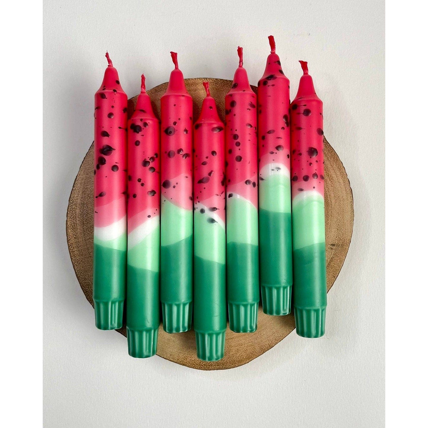 Watermelon - Dip Dye Taper Candles Duo - 2 candles (Free Palestine)