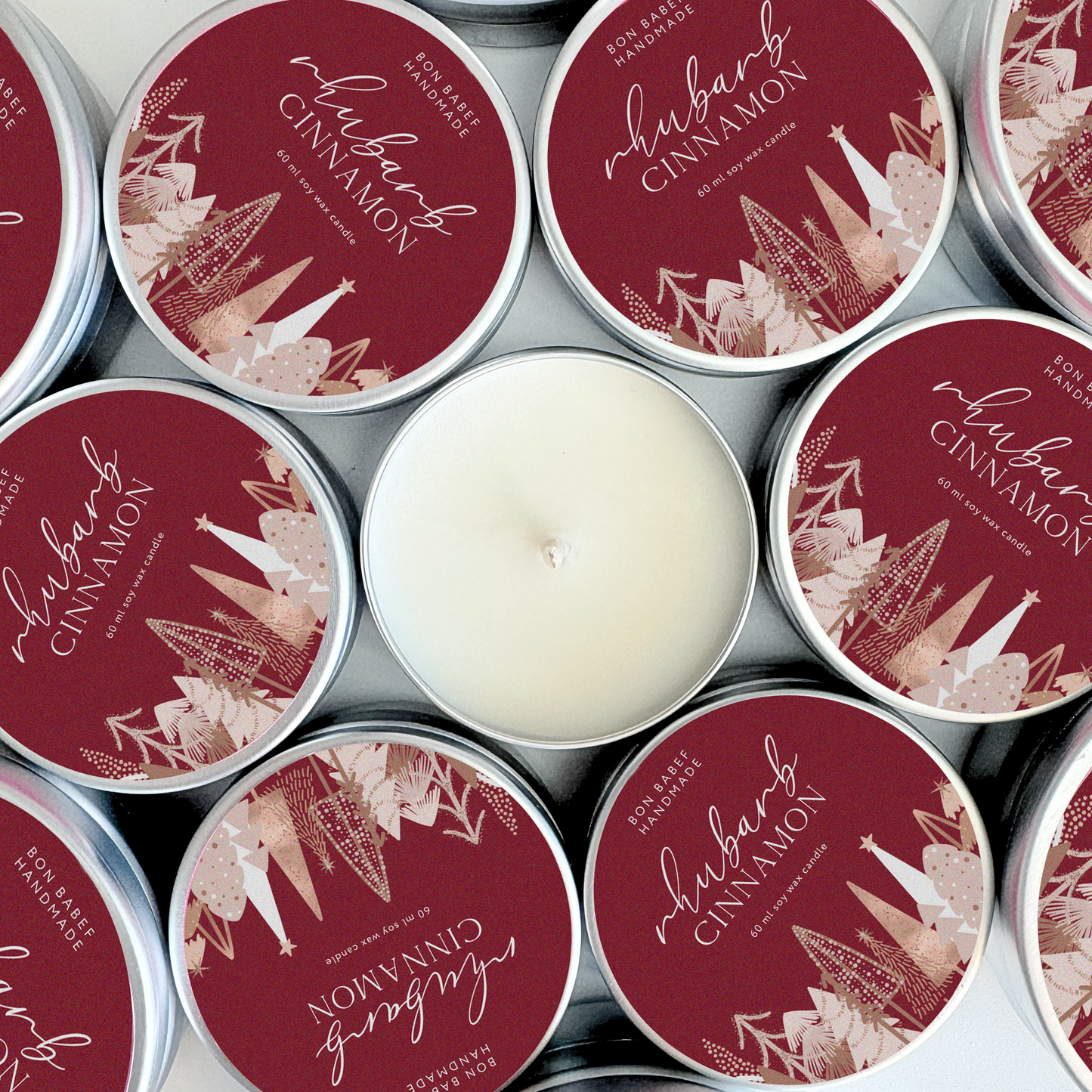 CHRISTMAS SOY WAX SCENTED CANDLE | CINNAMON & RHUBARB: Small
