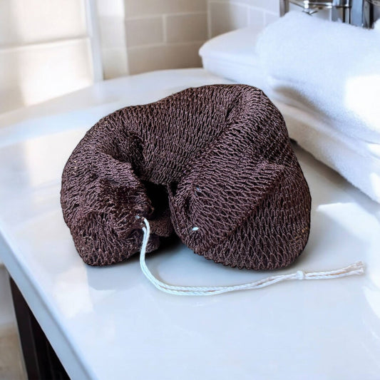 African net sponge / African exfoliating net / Sapo sponge - Hickory Brown