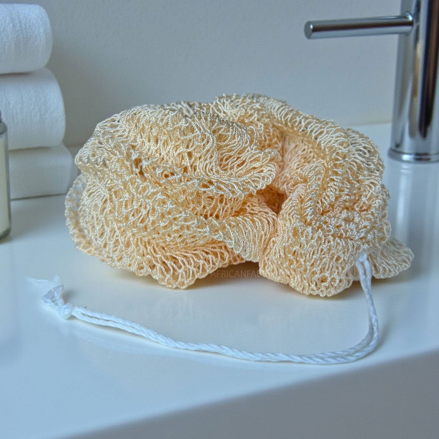 African net sponge / African exfoliating net / Sapo sponge - Ivory yellow