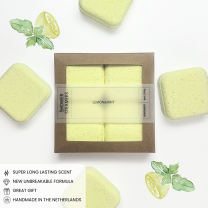 Natural Shower Steamers | Gift Pack 4PCS | Lemon & Mint | 240g