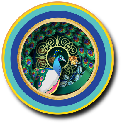 A cup of tea pop up card - Peacock (includes envelope)