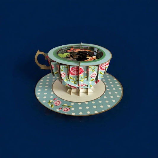 A cup of tea pop up card - Koi fishes (includes envelope)