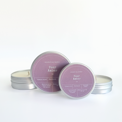 SOY WAX SCENTED CANDLE | AMBER & PEAR: Small