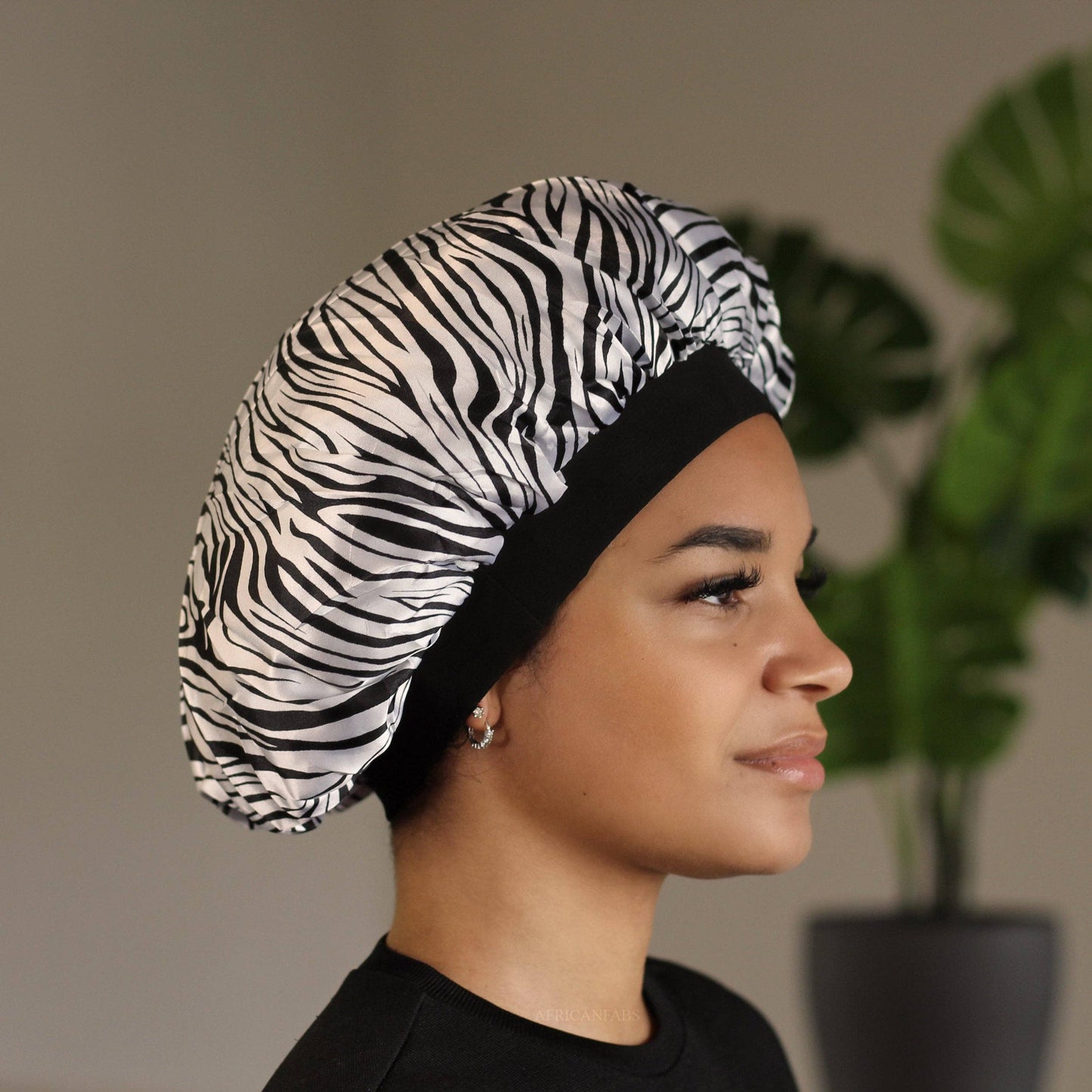 White tiger Satin Hair Bonnet ( Satin Night sleep cap )