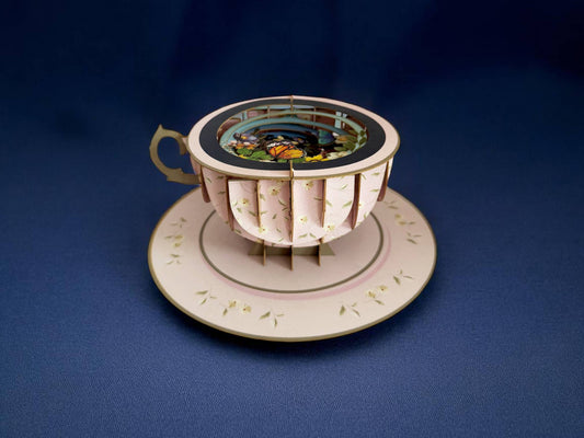 A cup of tea pop up card - Butterflies  (includes envelope)