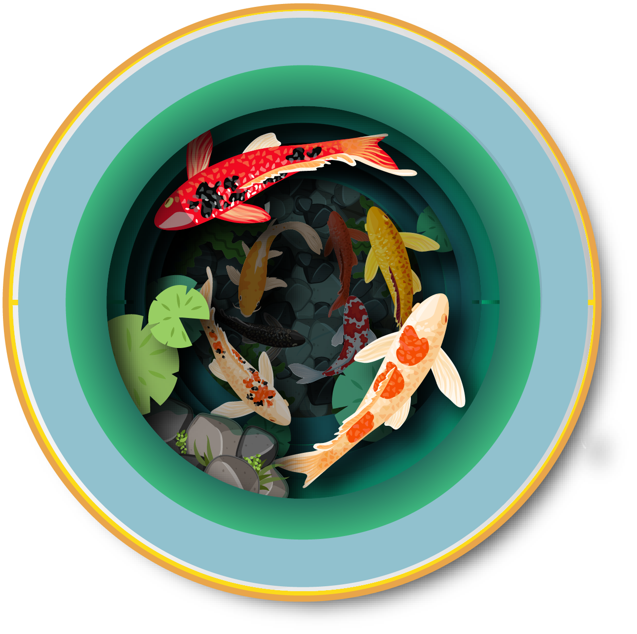 A cup of tea pop up card - Koi fishes (includes envelope)