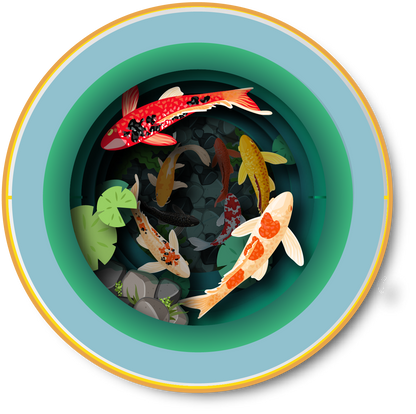 A cup of tea pop up card - Koi fishes (includes envelope)