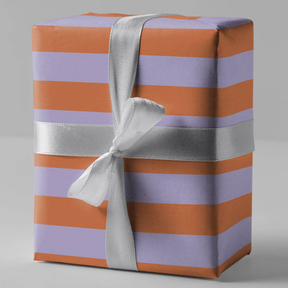 Gift wrapping paper - purple/orange stripes - No. 224