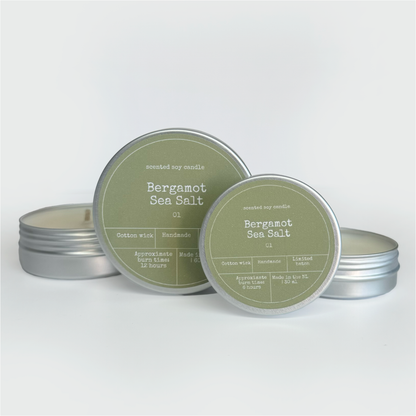 SOY WAX SCENTED CANDLE | BERGAMOT & SEA SALT: Small